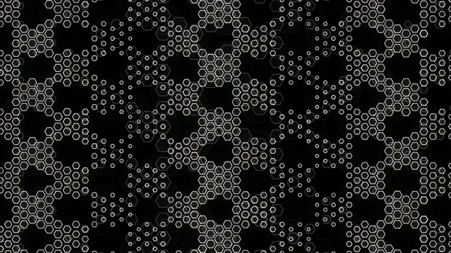 Pattern of hexagons and circles on a black background