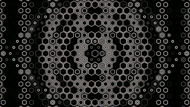 Patterns of black and white hexagons in a geometric design