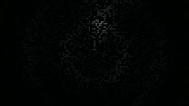 Patterns of small shapes on a dark background in a creative display