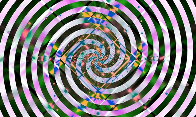 Υπνωτικός νεονικός σήραγγας με σπείρα και δίνη σε ροζ, πράσινο και μπλε δημιουργώντας 3D γεωμετρικά μοτίβα σε 60fps βρόχο