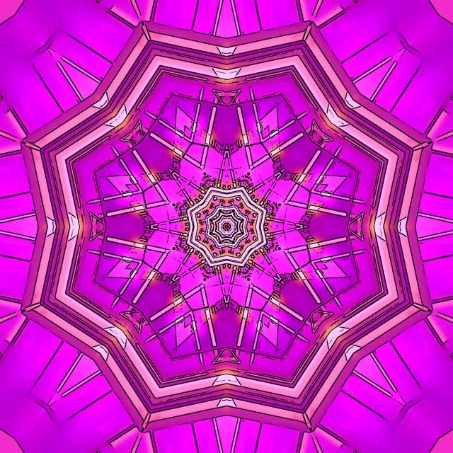 Neon Tunnel Magenta Kaleidoszkóp Csillag VJ Loop 1:1 Négyzet 60fps Képernyővédő