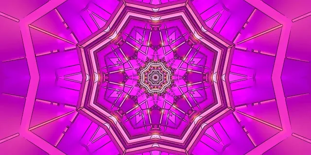 Neon Tunnel Rosa Kaleidoskop Stjerne Vj Loop 2:1 Univisium 60fps Skjermsparer
