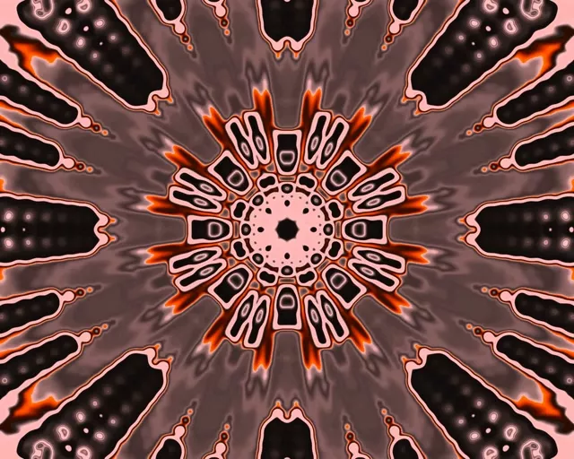 Neon Tunnel Radiell Pigg Mandala 5:4 industrial 60fps Skjermsparer Vj loop