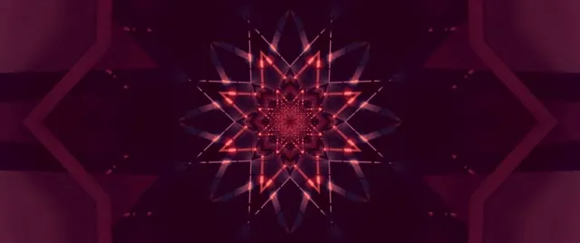 네온 터널 빨간 스타 만화경 VJLoops 2.39:1 시네마스코프 60fps 화면보호기