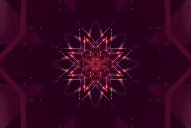 Neon Tunnel Red Star Kaleidoscope VJ Loop 3:2 Surface 60fps Προστήρια