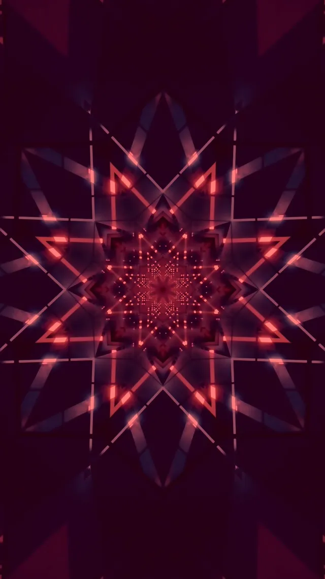 Tollán Neon Réalta Caleidscóp Dearg VjLoops 9:16 Reels 60fps Scáileán Cosanta