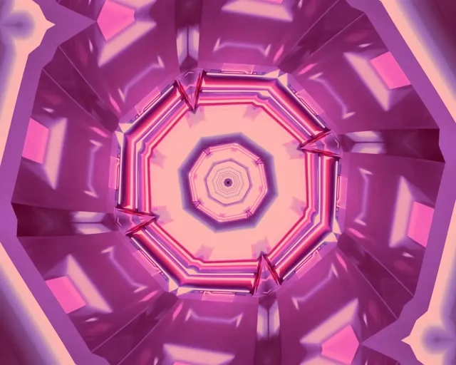 Neon Alagút Rózsaszín Nyolcszög Örvény VJ Loop 5:4 Ipari 60fps Képernyővédő