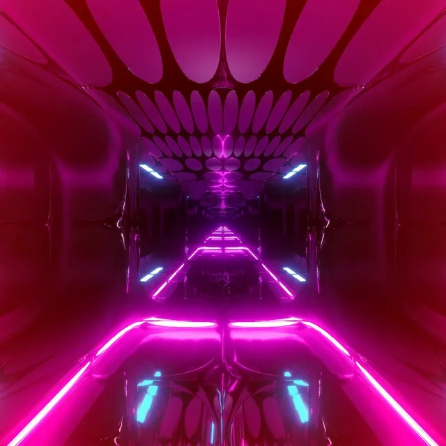 Tunnel la Neon Waridi Cyan Oval Grid VJ Loop 1:1 Square 60fps Screensaver