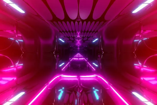 Đường Hầm Neon VJ Loop 60fps 3:2 Surface Screensaver Hồng Lưới Oval Khoa Học Viễn Tưởng