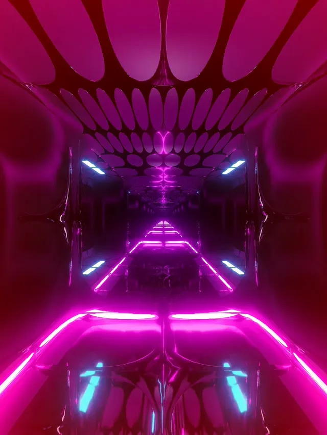 نفق نيون وردي شبكة بيضاوية VJ Loop 3:4 iPad عمودي 60fps شاشة توقف