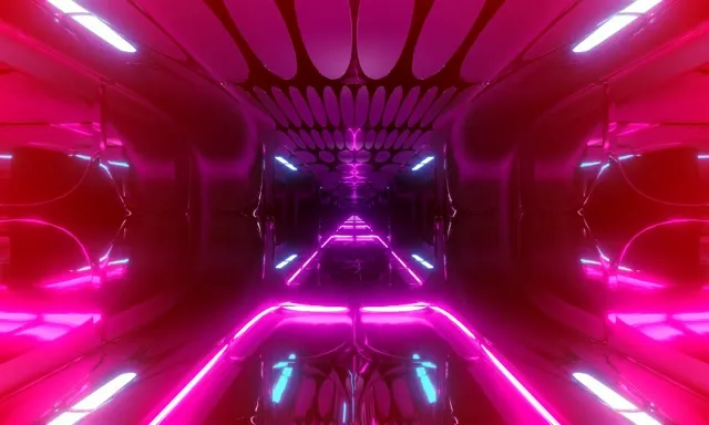 Neon Tonnel Pienk Ovaal Rooster VJ Loop 5:3 Wide 60fps Skermbeskermer
