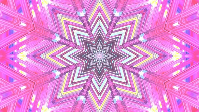 Tunnel Néon Rose Kaléidoscope Étoile 4K UHD 60fps économiseur d'écran Vj loop