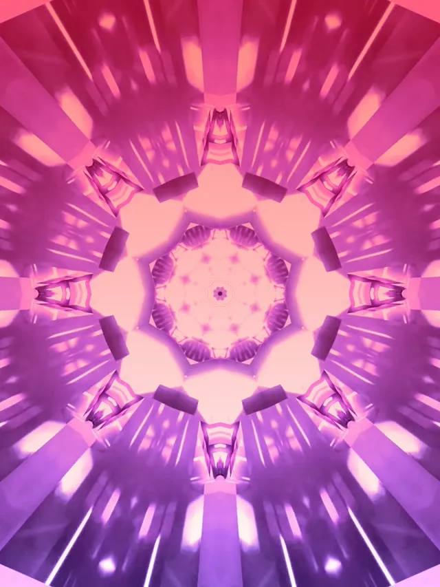 Vj Loop Đường Hầm Neon Xoắn Kaleidoscope Hồng 3:4 iPad Dọc 60fps Screensaver