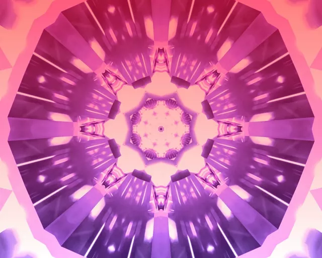Neon Tunnel Roze Kaleidoscoop Vortex VJ Loop 5:4 Industrieel 60fps Schermbeveiliging