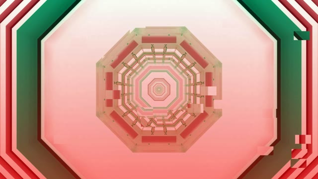 Pink Red Neon Tunnel 60fps Octagonal Geometric Concentric Shapes Motion