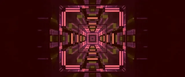 霓虹隧道粉紅色正方形渦旋 VJLoops 2.39:1 電影寬銀幕 60fps 螢幕保護程式