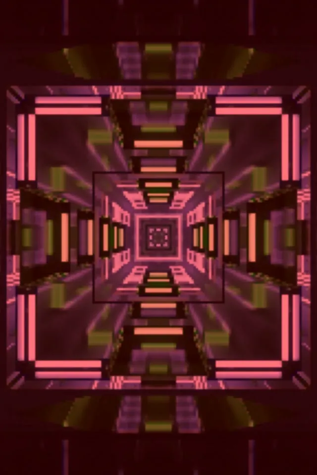 Neon Tunnel Pink Pixel Corridor VJLoops 2:3 Photo Portrait 60fps Screensaver