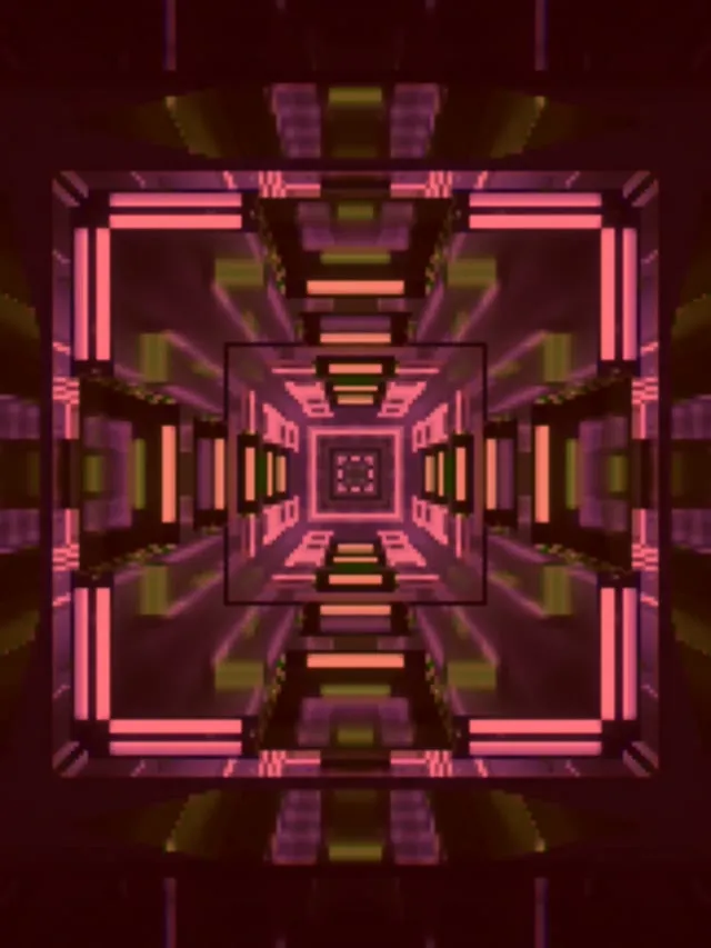 Neon Tunnel Pink Pixel Vortex Screensaver 3:4 iPad Portrait 60fps Vj Loop