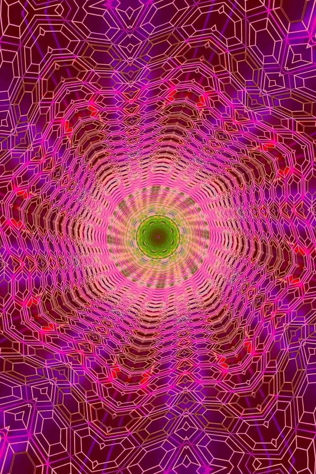 Neónový tunel kaleidoskop pavučina 2:3 foto portrét 60fps šetrič obrazovky VjLoops