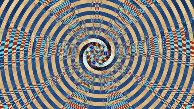 Psychedelic Spiral Neon Tunnel 60fps with Geometric Blue Gold Patterns