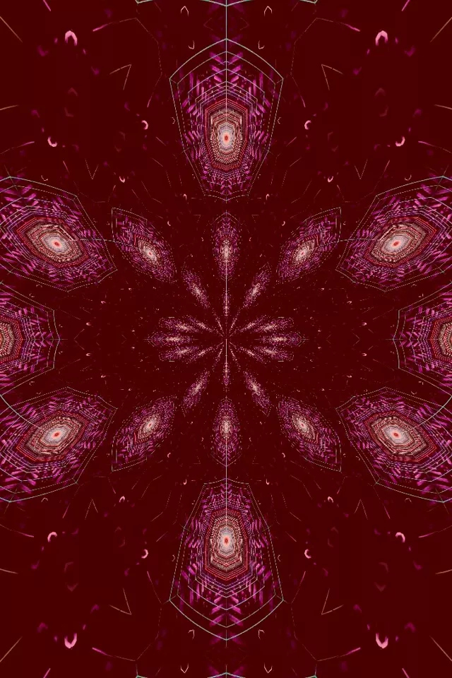 Pulzující karmínový kaleidoskop neónového tunelu | 2:3 Portrait 60fps VJ Loop Screensaver