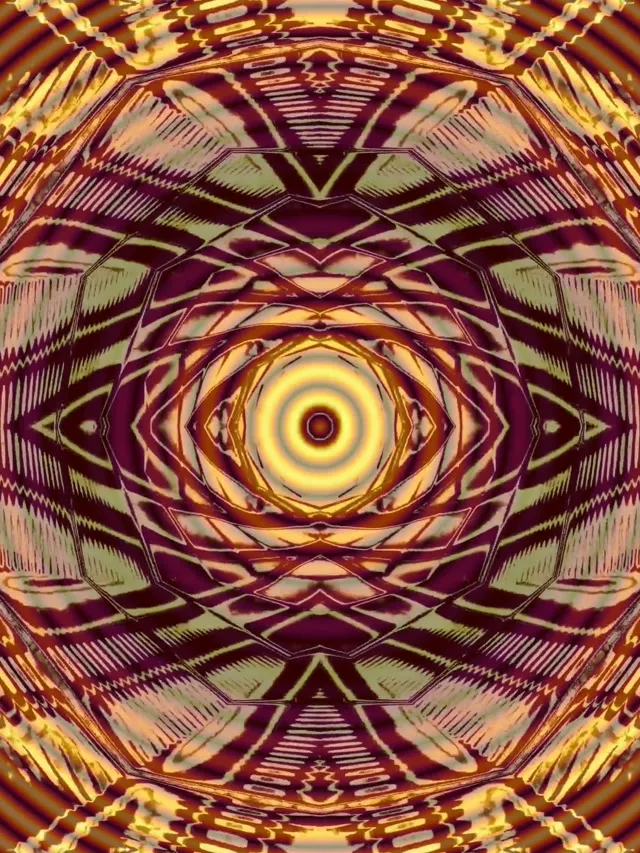 Pulsating Golden Eye Neon Tunnel VJ Loop 3:4 iPad Portrait 60fps Screensaver
