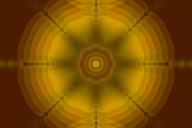 کالیدوسکوپ طلایی تپنده تونل نئون 3:2 Surface 60fps VJLoops Screensaver