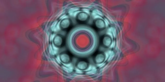 Пульсуюча ціан та червона неонова тунель з світяться сферами, абстрактна 4K VJ петля фону