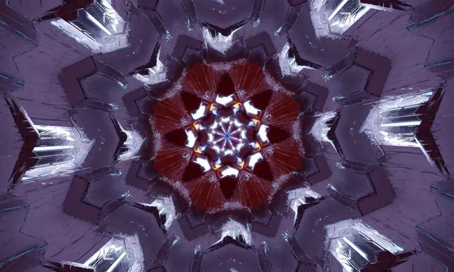 Pulsating Red Kaleidoscope Neon Tunnel VJ Loop 60fps 5:3 Screensaver