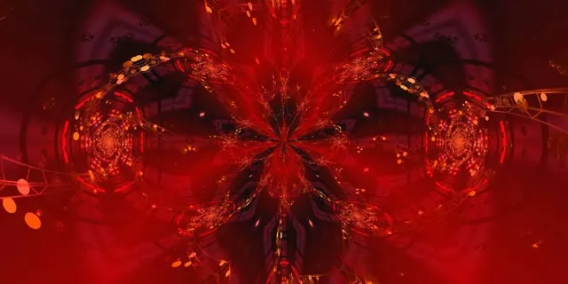 Pulsating Red Neon Tunnel Kaleidoscope Vortex 2:1 Univisium 60fps Screensaver Loop