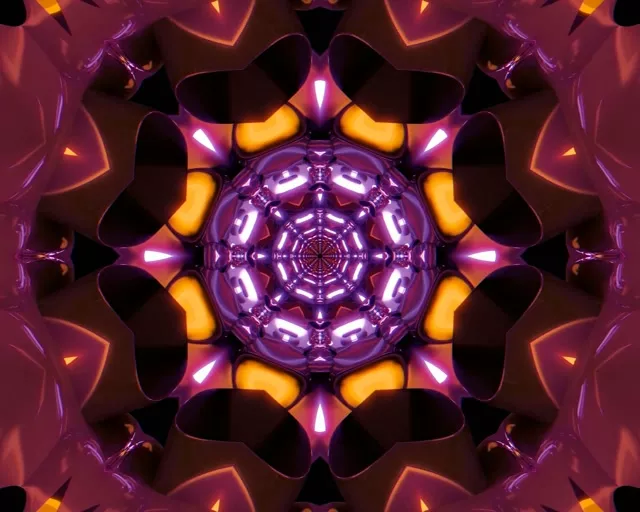 Lilla Neon Tunnel Kaleidoskop 5:4 Industrial 60fps Pauseskærm VJ Loop