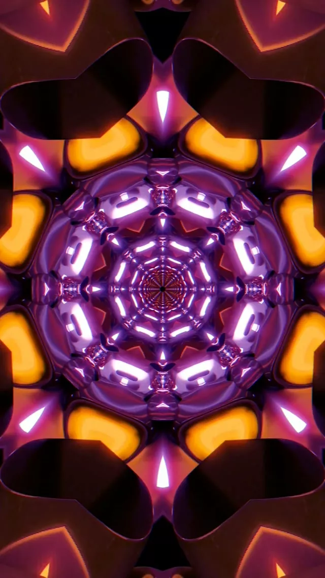 紫色霓虹隧道万花筒 60fps 屏保 9:16 短视频 VJLoops