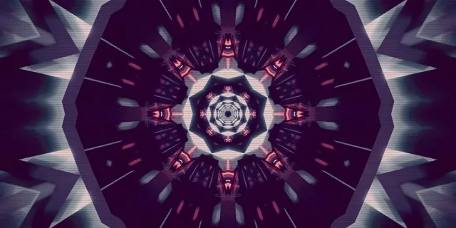 Tuneli ya Neon Zambarau Kaleidoscope Hifadhi Skrini 2:1 Univisium 60fps VJ Loop
