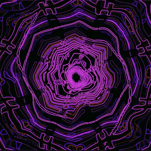 Neon Alagút Lila Kék Örvény 1:1 Négyzet 60fps Képernyővédő VJLoops