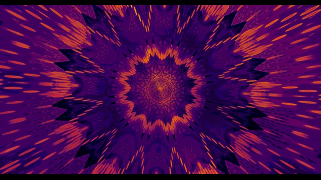 Лилав Оранжев Космически Взрив Калейдоскоп VJLoops - Абстрактно Радиално Движение Фон...