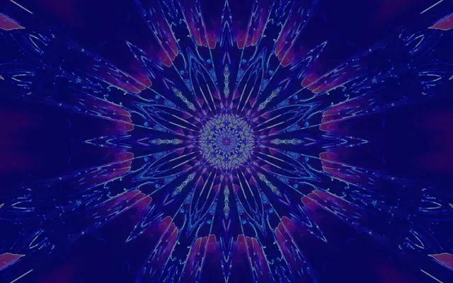 Tuneli ya Neon Kaleidoscope Burst VJ Loop 60fps 16:10 MacBook Hifadhi Skrini