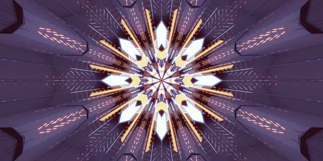 Radiant Kaleidoscope Neon Tunnel VJ Loop 60fps 2:1 Screensaver
