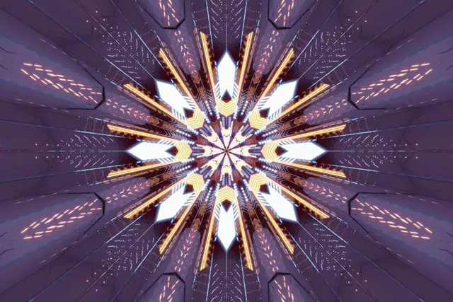 Radiant Kaleidoscope Neon Tunnel VJ Loop 60fps 3:2 Screensaver