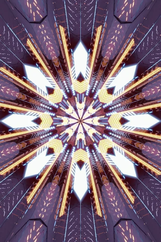 Radiant Neon Tunnel Kaleidoscope Burst 9:16 60fps Screensaver VJ Loop