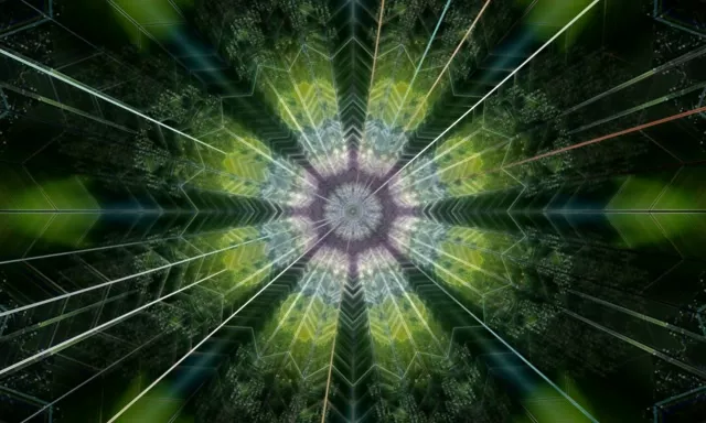 Radiant Neon Tunnel VJ Loop 5:3 Wide 60fps Screensaver Kaleidoscope Burst