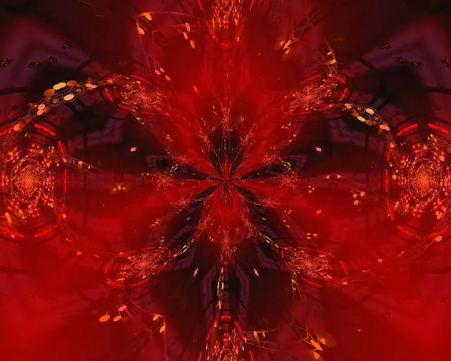 Radiant Red Neon Tunnel Kaleidoscope Burst 5:4 60fps VJ Loop Screensaver