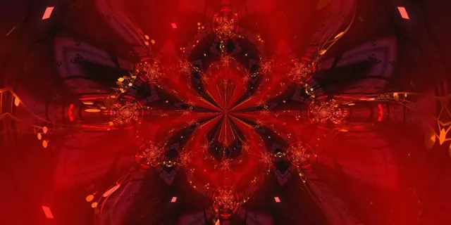 Radiant Red Neon Tunnel Kaleidoscope Burst VJ Loop 2:1 Univisium 60fps Screensaver