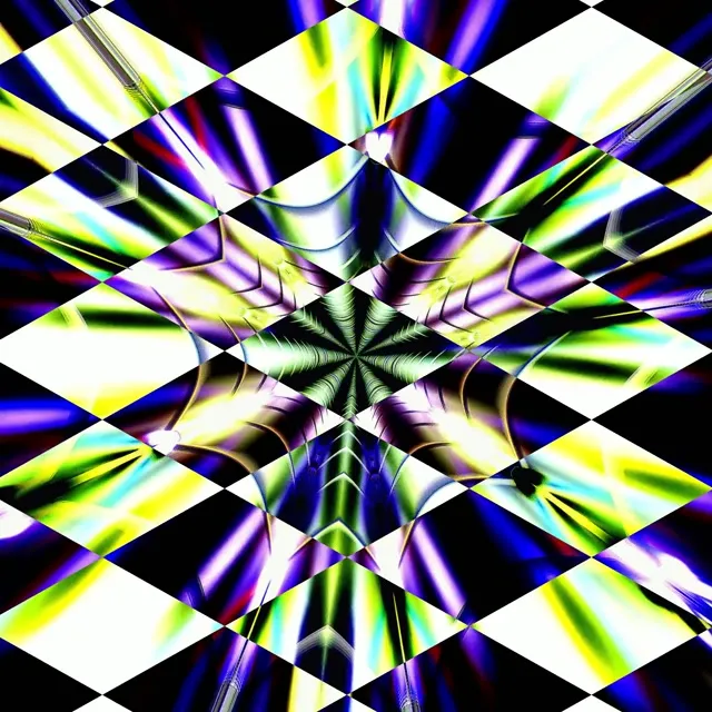 Rainbow Checkered Neon Tunnel VJ Loop 60fps Screensaver (1:1)