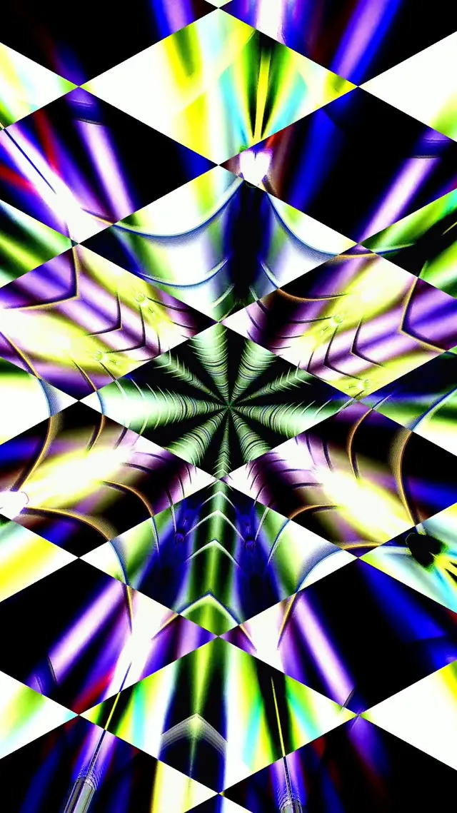 Rainbow Checkered Neon Tunnel VJ Loop 60fps Screensaver (9:16)