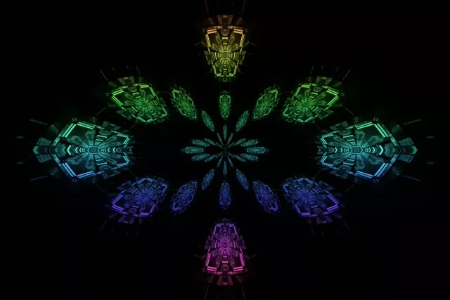 Twneli Neon Caleidoscop Blodeuo VJ Loop 3:2 Arwyneb 60fps Sgrinlun
