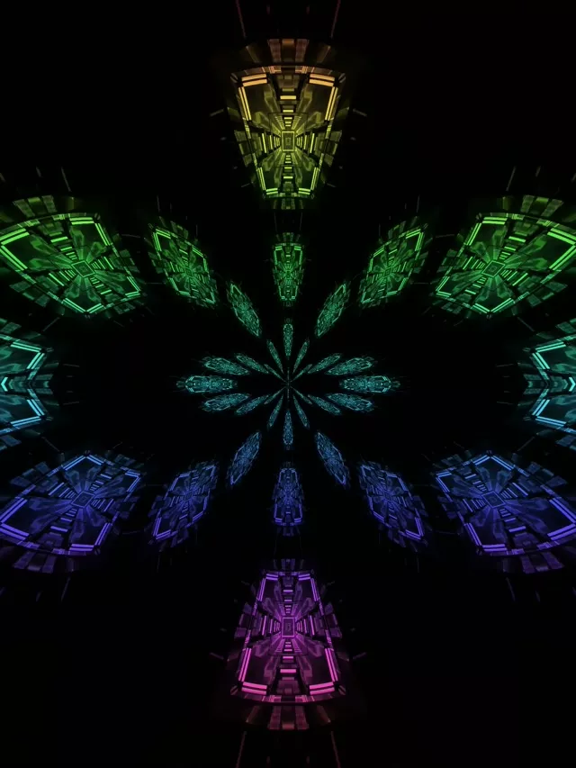 Tunel Neon Lule Kaleidoskop VJLoop 3:4 iPad Portrait 60fps Mbrojtës Ekrani