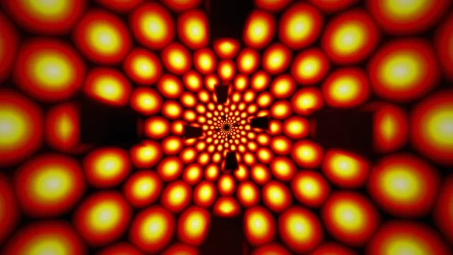 Red and Yellow Glowing Spheres Tunnel 4K