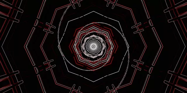 Punainen Musta Oktagon Neon-tunneli Vj Loop 2:1 Univisium 60fps Näytönsäästäjä