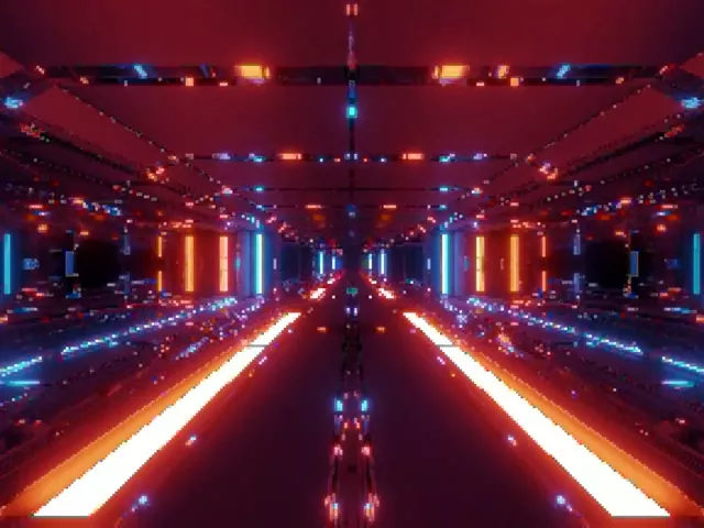 Tollan Neon Greille Picteilín Dearg Gorm VJ Loop 4:3 Classic 60fps Spárálaí Scáileáin