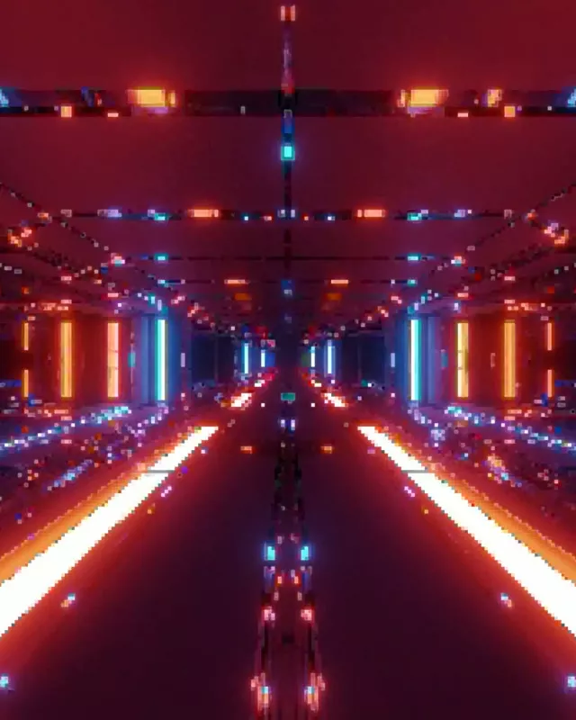 Neon Tunneli Pikseliruudukko VJ Loop 4:5 Instagram 60fps Näytönsäästäjä
